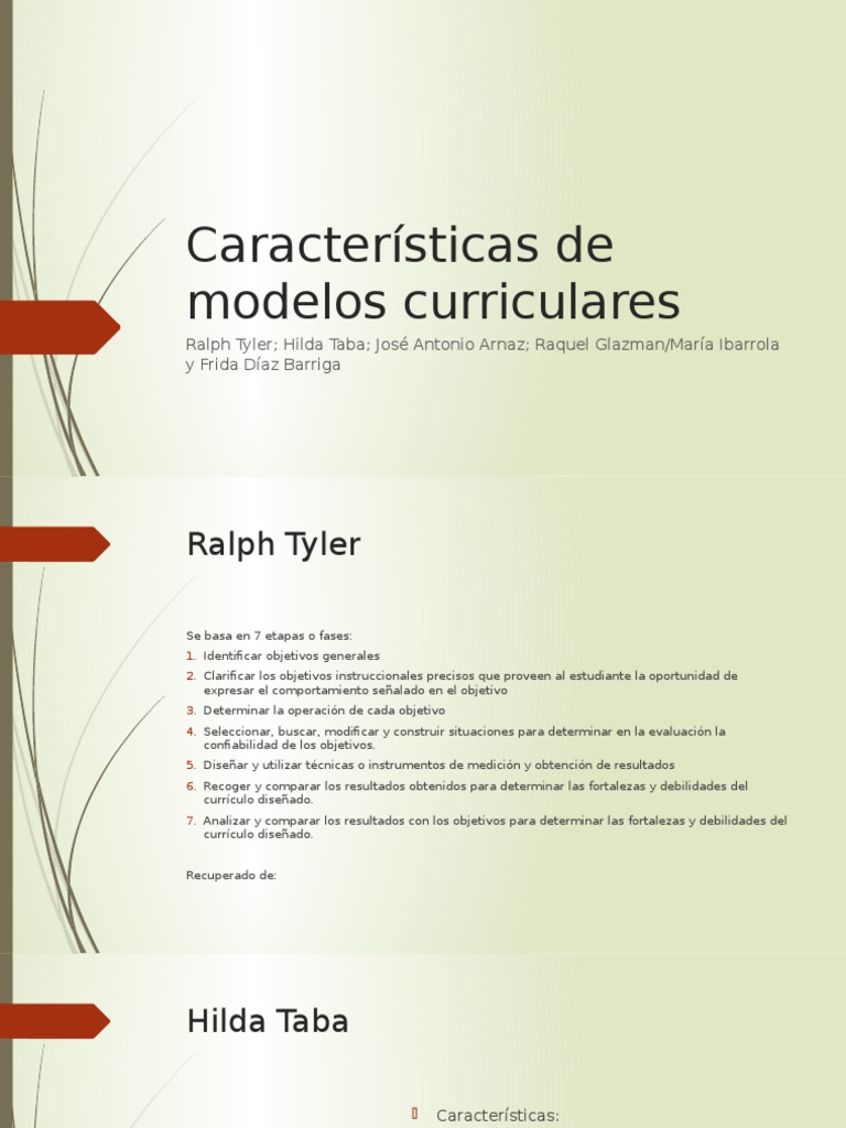 Características de Modelos Curriculares | PDF | Plan de estudios ...