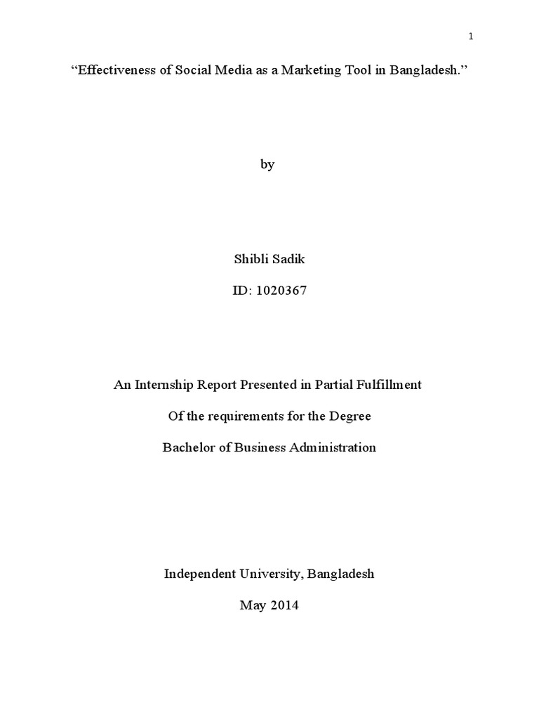 Effectiveness of Social Media As A Marketing Tool in Bangladesh | PDF ...