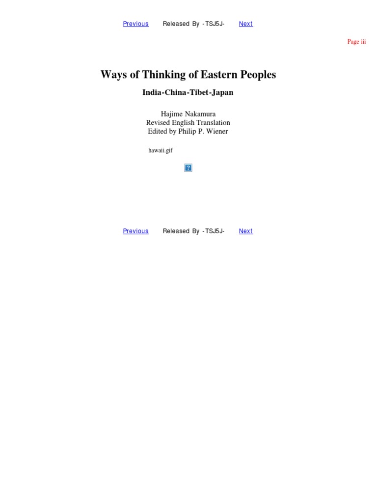 The Ways Of Thinking Of Eastern Peoples Logic Thought