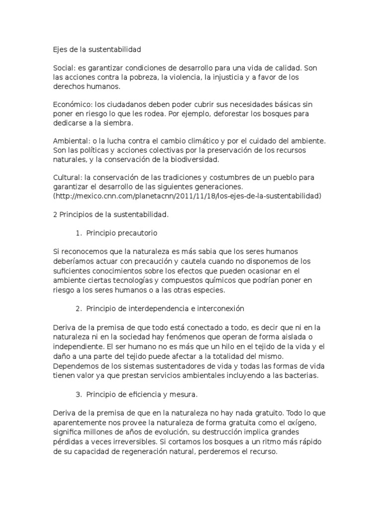 Ejes de La Sustentabilidad Ecosystem Services