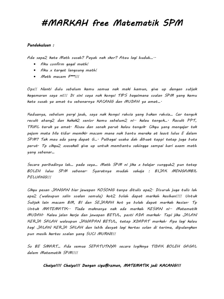 Markah Free Spm Cikgu Arzman Smadata Pdf