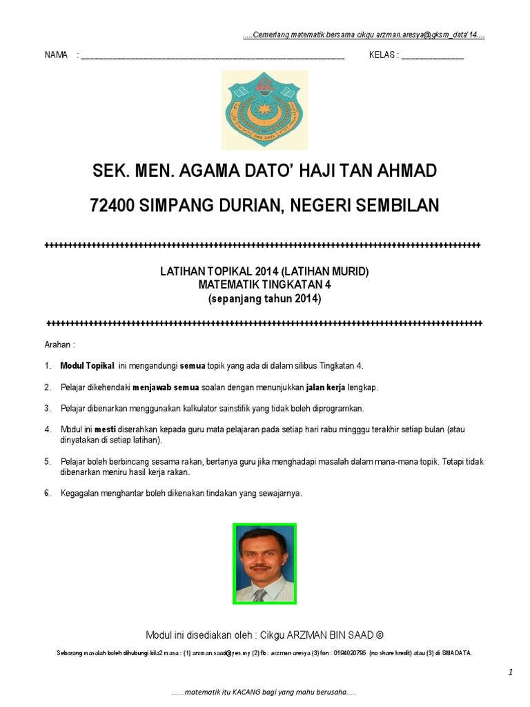 Soalan Latihan Topikal Matematik Tahun 6 - 8 Descargar