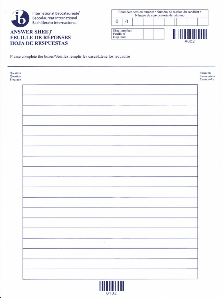 IB Answer Sheet Template PDF | PDF