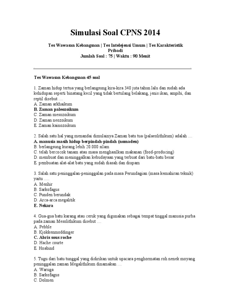 Contoh Soal Cpns 2014