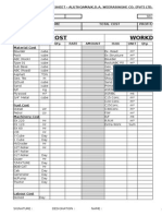 Cost Workdone: Cost Evaluation Sheet - Aluthgama/K.D.A. Weerasinghe Co. (PVT) LTD