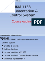 MKM 1133 Instrumentation & Control System: Course Outlines