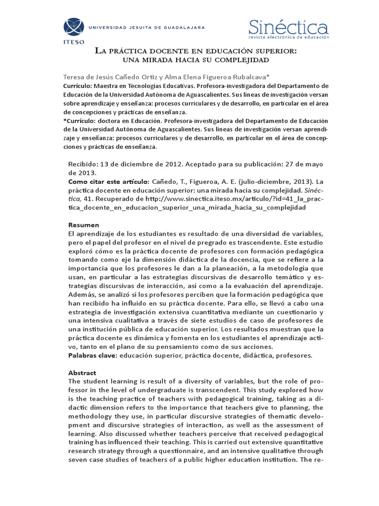 Complejidad de la práctica docente en educación superior | PDF ...