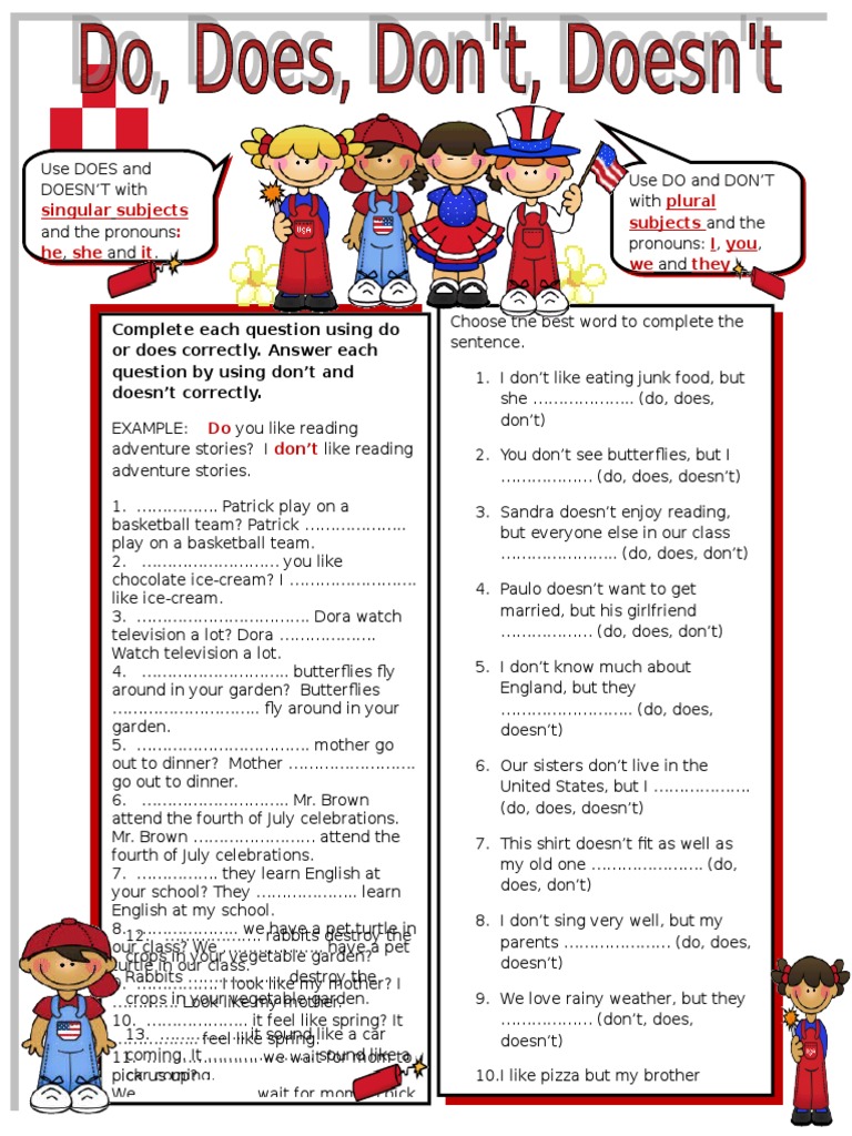 Do and Doesn't Worksheet | PDF