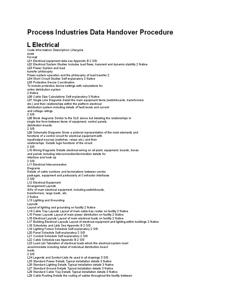 Electrical Data Handover Procedure | PDF | Electronic Circuits ...