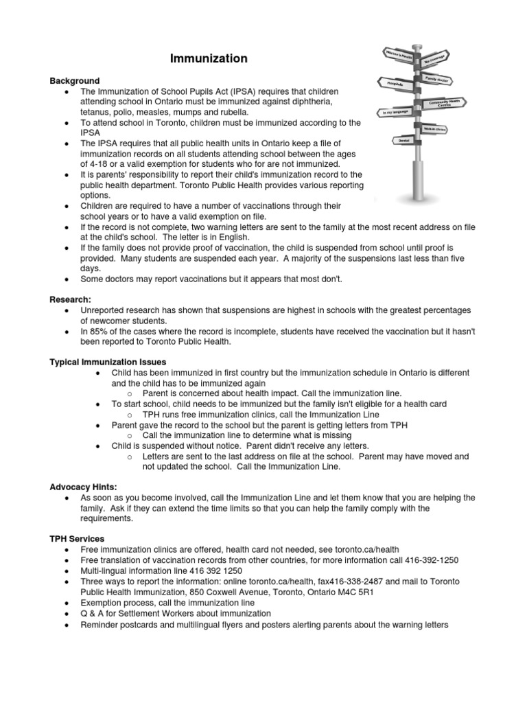 Toronto Immunization Requirements Guide | PDF | Vaccines | Public Health