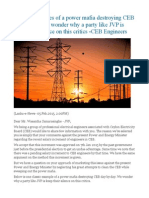 Classic Examples of A Power Mafia Destroying CEB Day by Day. We Wonder Why A Party Like JVP Is Keep Their Silence On This Critics - CEB Engineers