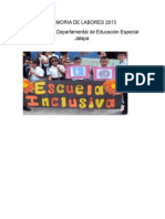 Memoria de Labores 2013 Coordinación Departamental de Educación Especial Jalapa