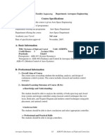 AER307A Mechanics of Flight and Control course specification