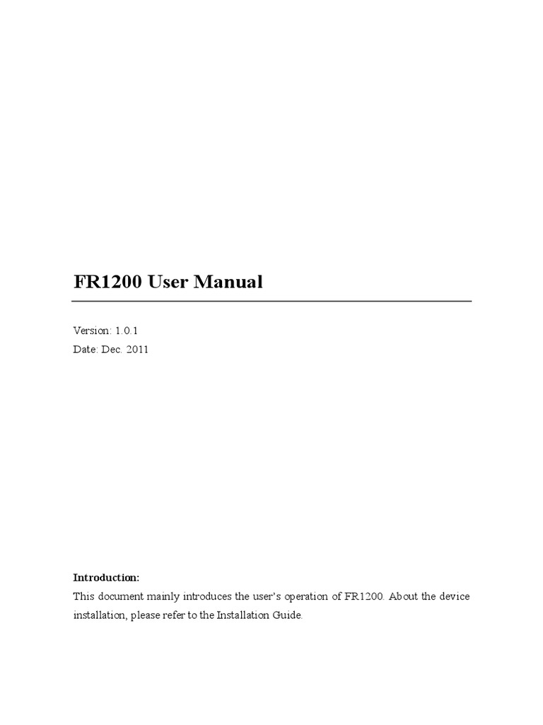 FR1200 User Manual V1.0.1 | PDF | Authentication | Access Control