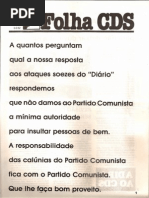 Folha CDS, nº 275 - 3 de Fevereiro de 1982
