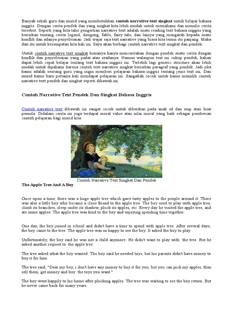 Banyak Sekali Guru Dan Murid Yang Membutuhkan Contoh Narrative Text Singkat Untuk Belajar Bahasa Inggris