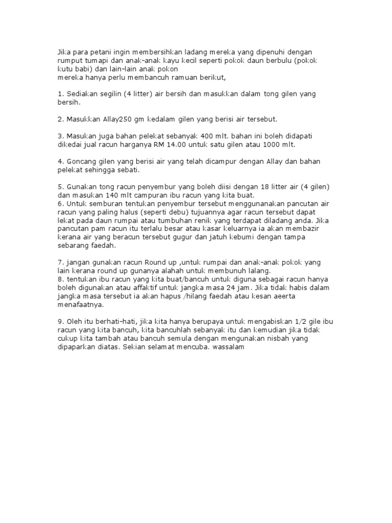 Cara Efektif Basmi Rumput dan Anak Kayu | PDF
