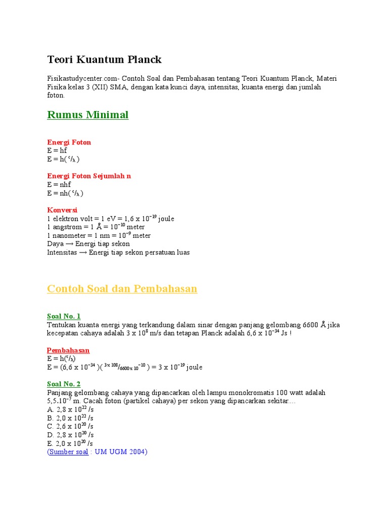 Teori Kuantum Planck