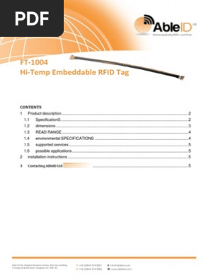 FT-1004 Hi-Temp Embeddable RFIDTag Able ID