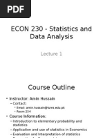 ECON 230 - Statistics and Data Analysis - Lecture 1