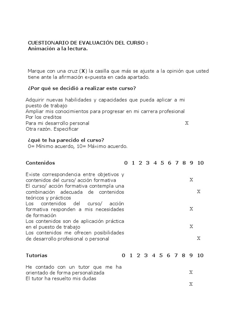 Cuestionario Animación A La Lectura | PDF