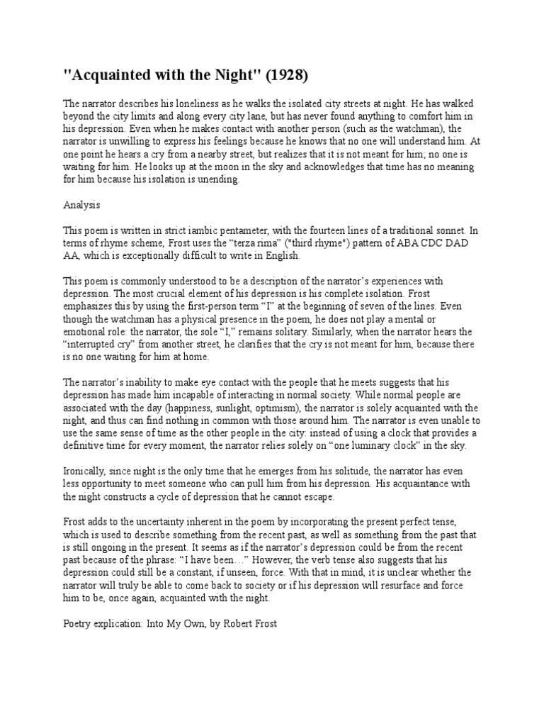 Frost Analysis Pdf Poetic Form Poetry