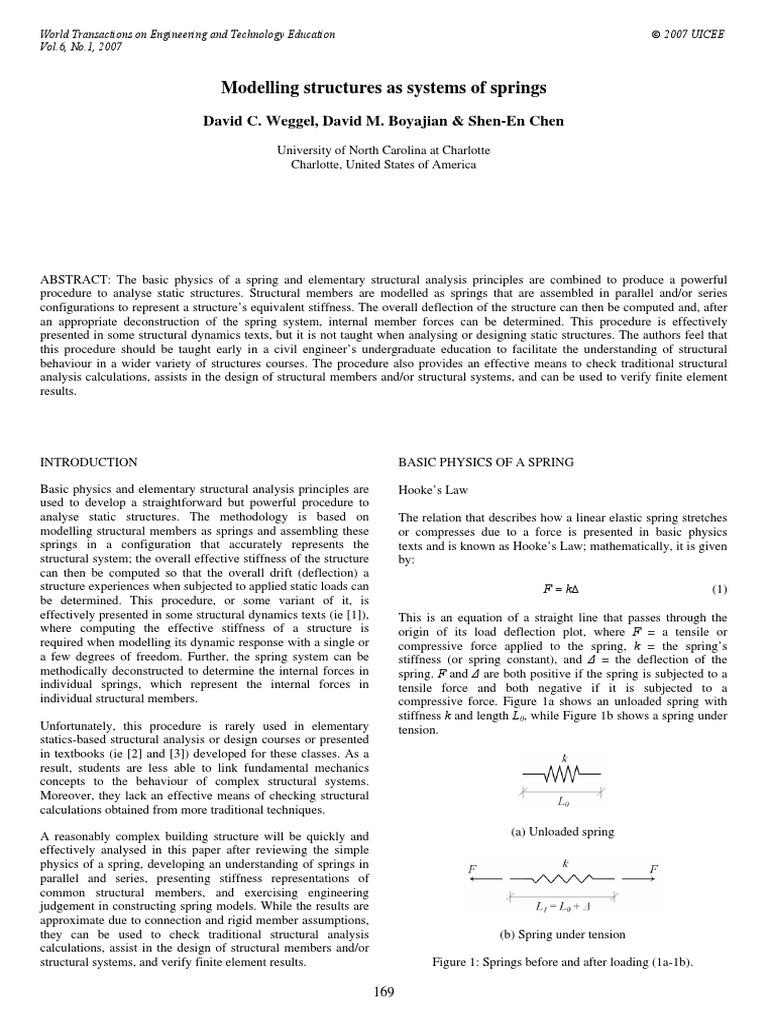 Modelling Structures As Systems of Springs | PDF | Structural Analysis ...