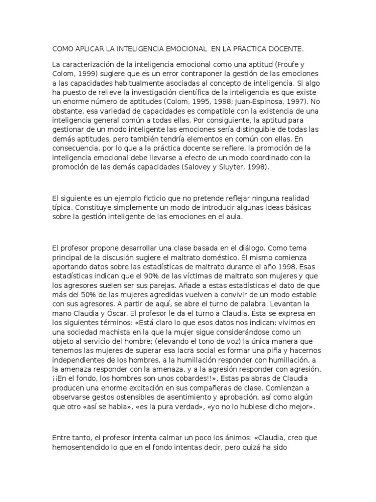 Como Aplicar La Inteligencia Emocional en La Practica Docente. | PDF ...