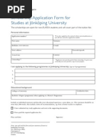 Scholarship Application Form For Studies at Jönköping University