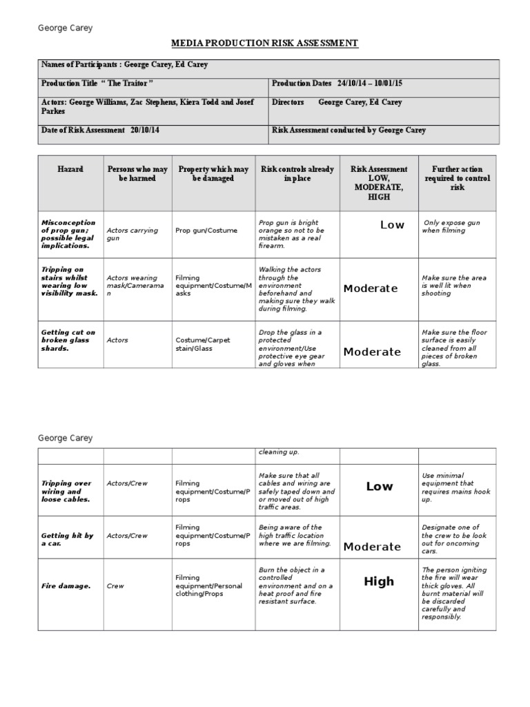 MUSIC VIDEO - Risk Assessment | PDF | Games & Activities | Law