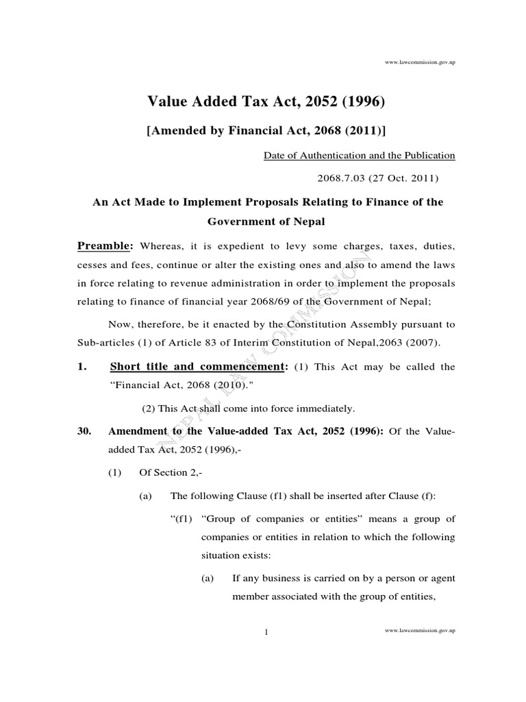 Value Added Tax Act Amendments | PDF | Value Added Tax | Taxes
