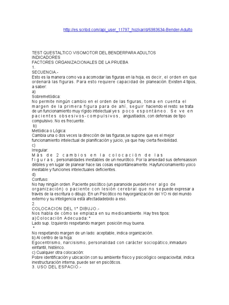 Bender Adultos Emociones Autosuperación