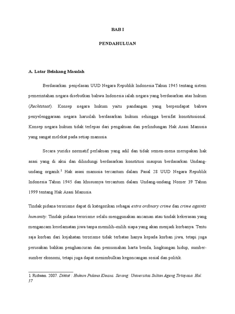 Tindak Pidana Terorisme Dilihat Dari Prespektif Ham