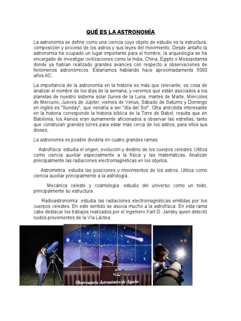 Definición y ramas de la astronomía | PDF