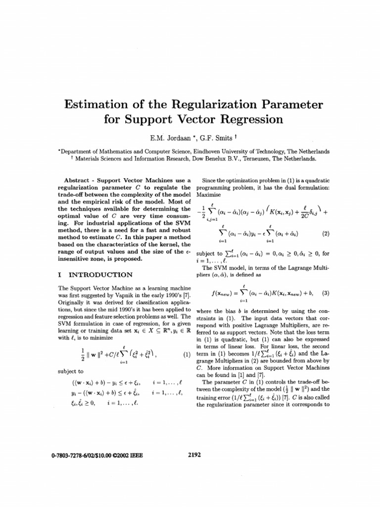Estimating Regularization Parameter C in SVR | PDF | Support Vector ...