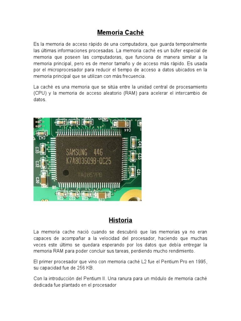 Memoria Cache | PDF | Caché (Computación) | Memoria del ordenador