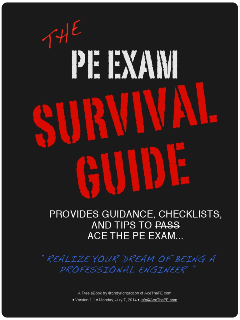 Workbooks civil engineering fe exam preparation workbook : The PE Exam Survival Guide | Test (Assessment) | Engineering