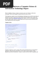 Difference Between A Computer Science & Information Technology Degree