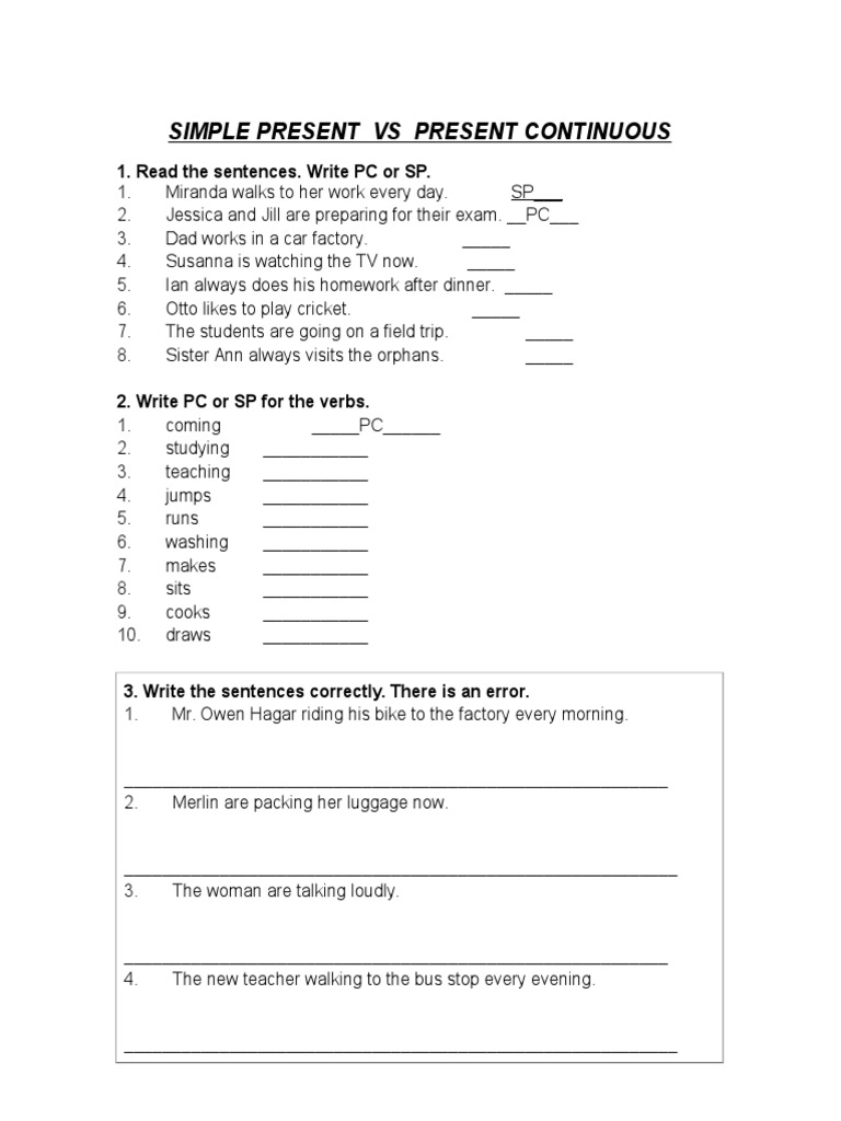 Simple Present Vs Present Continuous | PDF