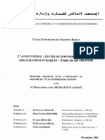 L'Audit Interne Levier de Performance Dans Les Organisations Publiques (1) - Ã Tude de Cas DRAPOR