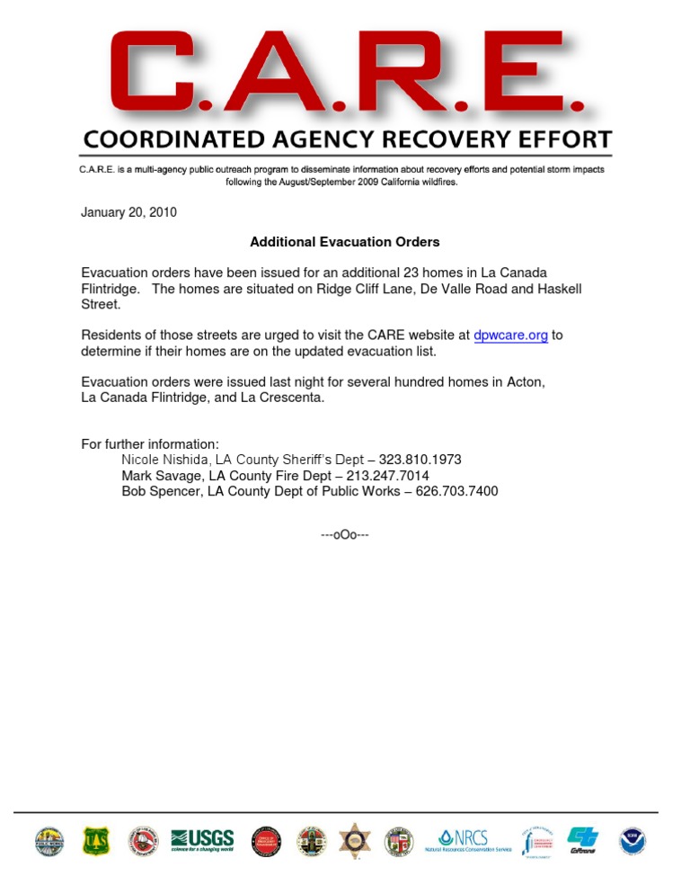 Additional Evacuation Orders 1-20-10 | PDF | Travel