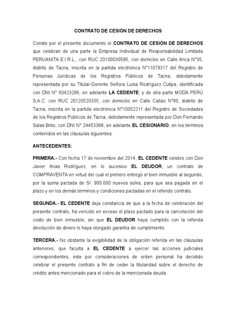 Contrato de Cesión de Derechos | PDF | Gobierno | Justicia
