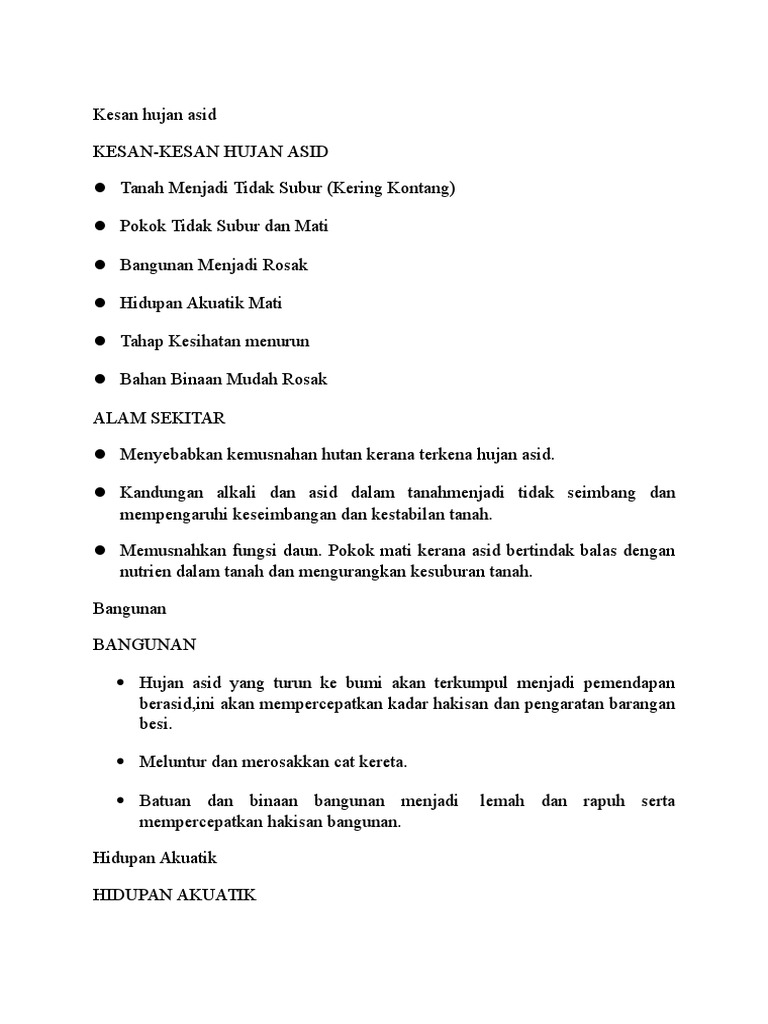 Hujan Asid Di Malaysia