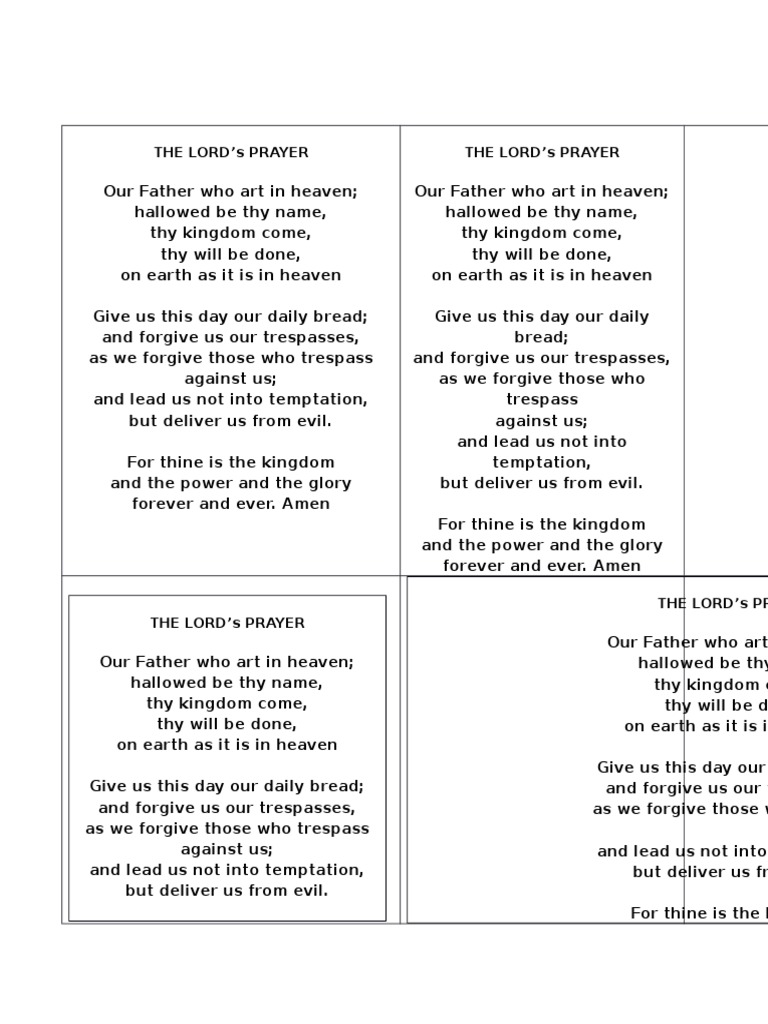 The Lord's Prayer Text | PDF