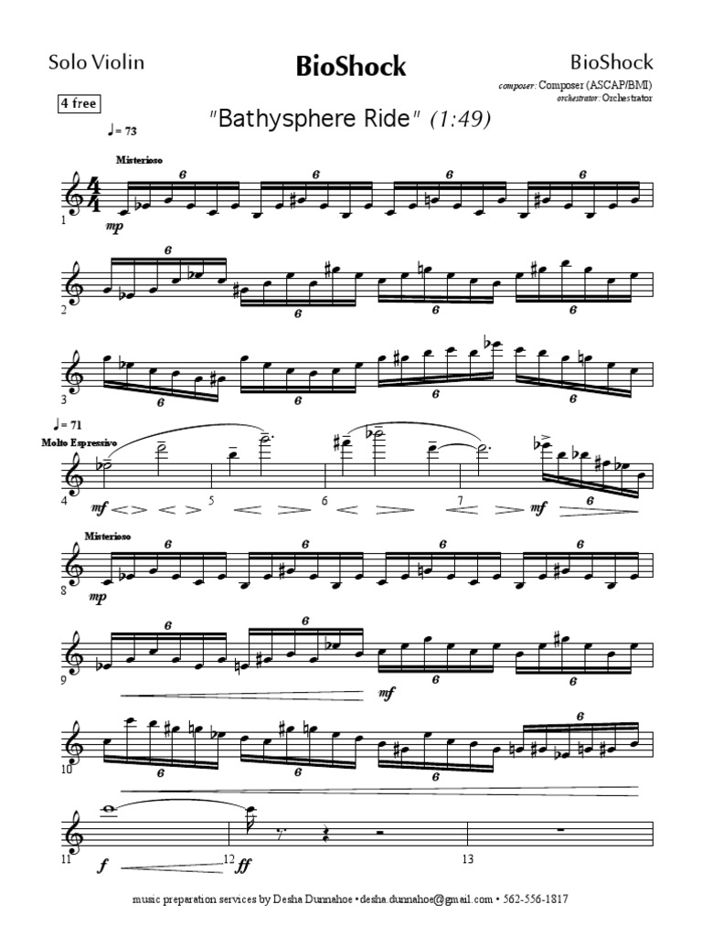 BioShock Welcome To Rapture Solo Violin | PDF