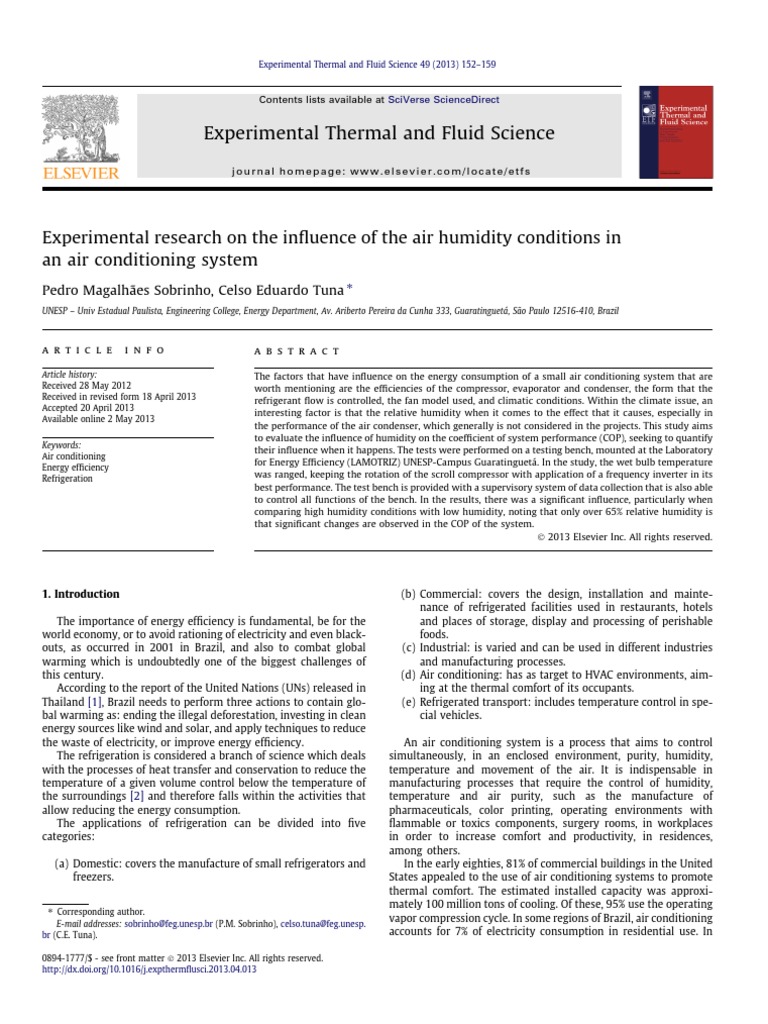 experimental thermal and fluid science | Air Conditioning | Humidity