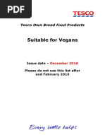 Tesco Vegan List