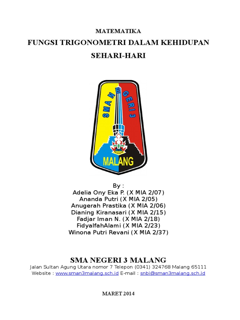 Matematika Fungsi Trigonometri Dalam Kehidupan Sehari haari Matematika Fungsi Trigonometri Dalam Kehidupan Sehari haari