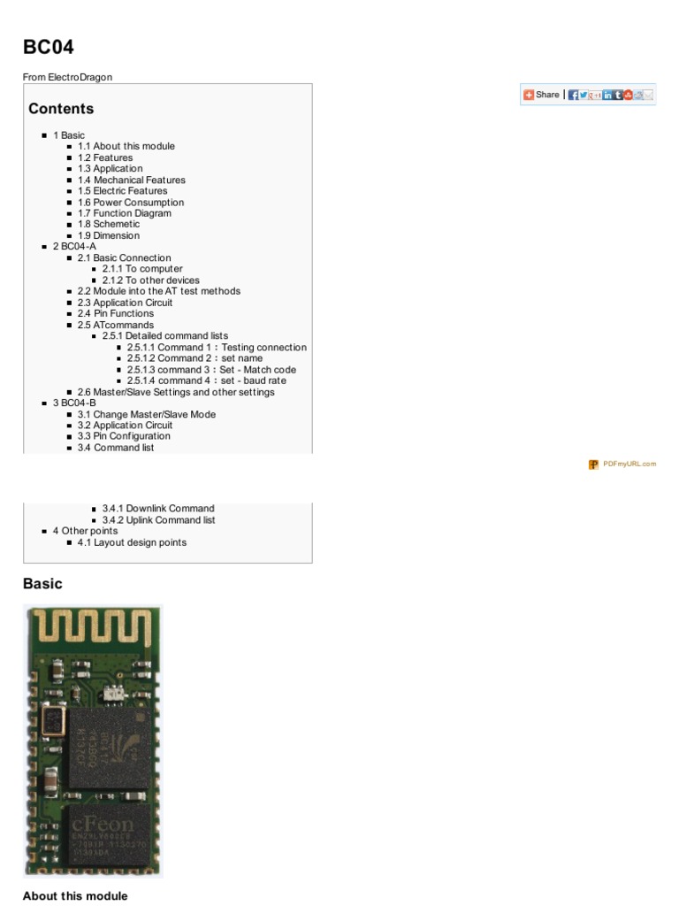 BC04 Bluetooth Module Overview | PDF | Bluetooth | Wireless