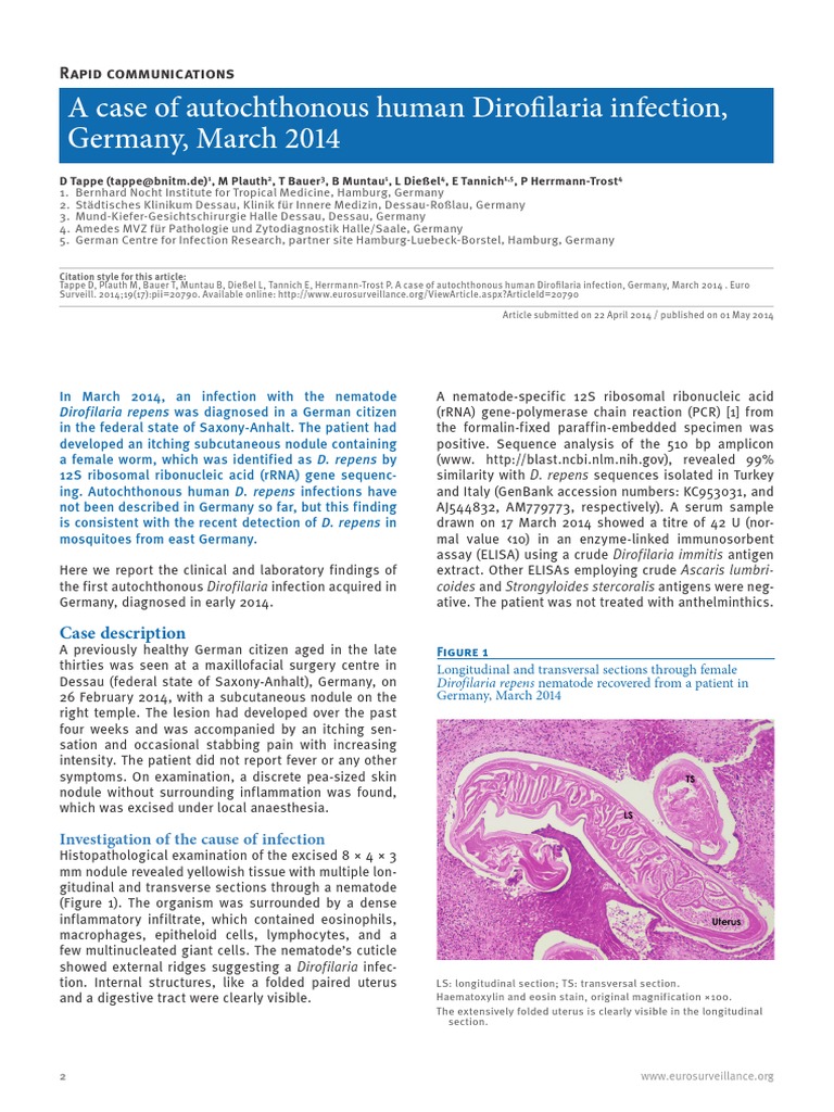 D Repens Autochthoner Fall Eurosurveill 2014 Diseases And